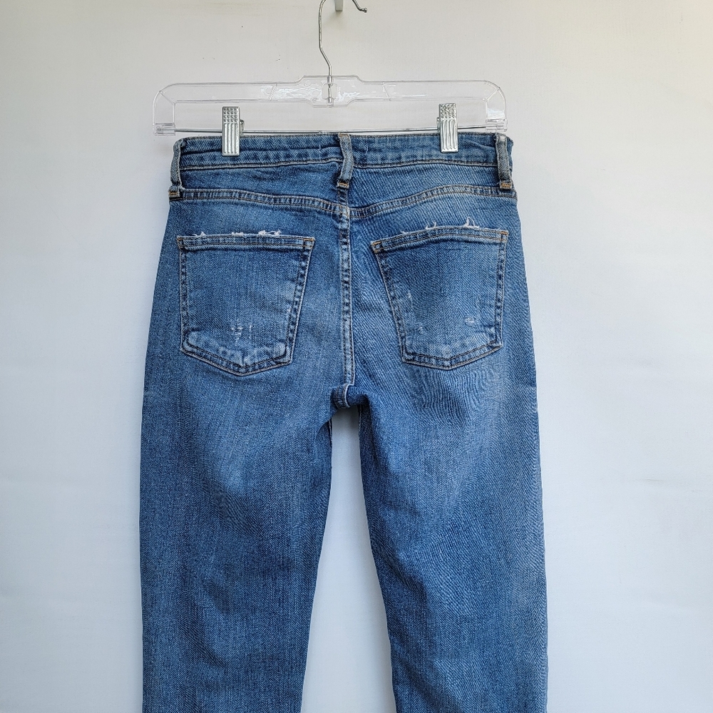 Zara Distressed Embroidered Studded Skinny Jeans Size 4 Floral Boho Rock N Roll - Picture 11 of 16